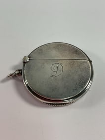 H&M Antique Circular Sterling Silver Vesta Case, Monogrammed "D"