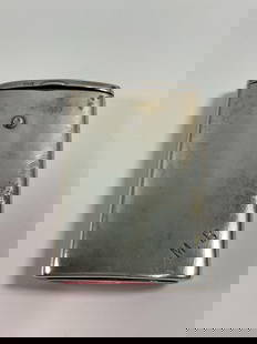 Antique L&P Ltd Stirling Silver Birmingham Vesta Case M.B (Match Safe Env 25): This antique vesta case features a sleek, polished surface with hallmarks stamped near the top, indicating its silver content and origin. The case has a hinged lid for secure match storage and was des