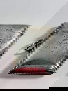 Antique H W L C Birmingham Stirling Silver Vesta Case (Match Safe Env 37): This is an antique sterling silver vesta case (match safe), likely dating from the early 20th century. The front of the case features an engraved emblem or crest, along with the word "HURDLES 2nd", su