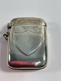 Antique Chester Sterling Silver Vesta Case, Silver Heart Design (Match Safe env 45)