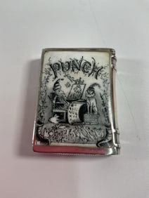 VERY Rare Antique Db Dickenson, Bath 1886, Silver Enameled "Punch" Vesta Case (Match Safe Env 47)