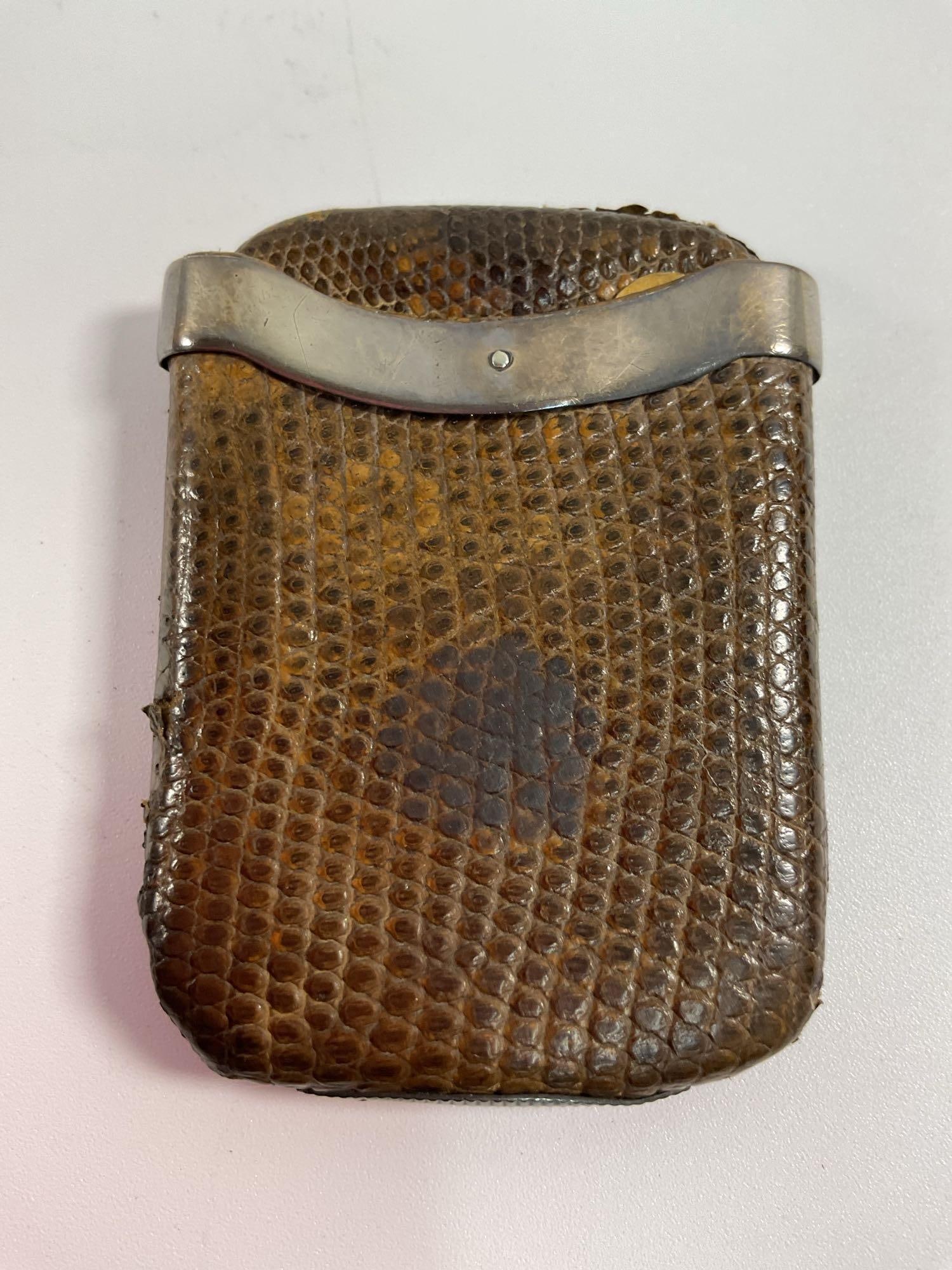 Antique H&J Snakeskin Stirling Silver Vesta Case (Match Safe env 52) (1 of 3)