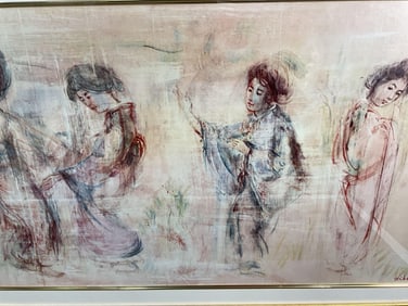 "Geisha Dancers" by Edna Hibel (American, 1917-2014) Lithograph