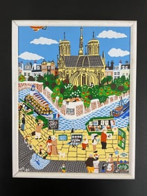Colorful Parisian Scene with Notre-Dame Cathedral Oil Painting