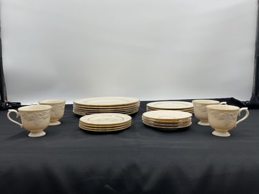 Lenox China Embossed Gold-Rimmed Dinner Plate