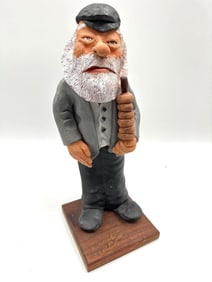 Bearded Pretzel Vendor Figurine, Signed - Artist Unknown