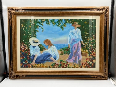 Colorful Impressionist Coastal Scene by William Creighton Serigraph