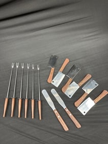 Vintage Japanese Stainless Steel BBQ Skewers and Mini Cleavers