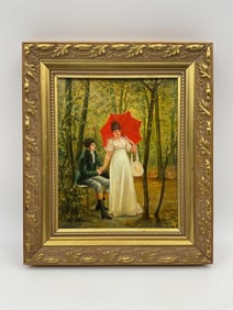 "In the Park" after Hermann Vogler(German 1859-1943) Oil on canvas