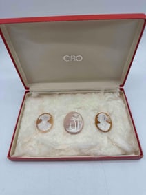 Set of Three Vintage Hand-Carved Shell Cameos