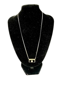 Art Deco Style Pendant Necklace with Black Enamel and Clear Stone