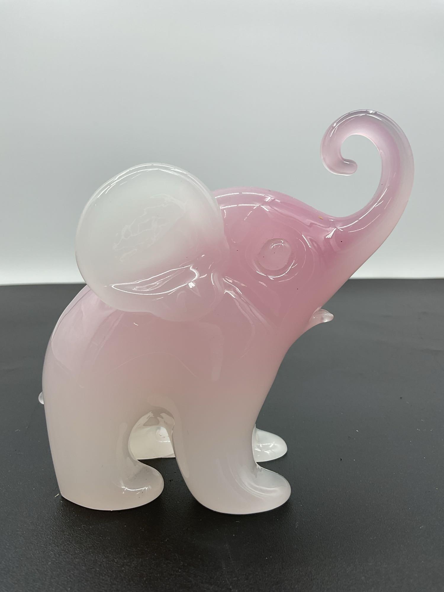 Pink and White Murano-Style Glass Elephant - Box 2 (1 of 5)