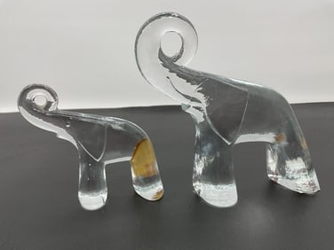 Modern Abstract Glass Elephant Pair - Box 2