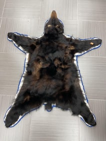 Mounted Black Bear Rug with Head