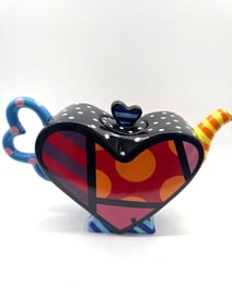 Romero Britto Heart-Shaped Ceramic Teapot