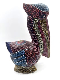 Hand-Painted Dot Art Pelican Sculpture