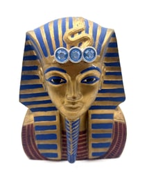 Decorative Pharaoh Bust with Blue Gem Accents