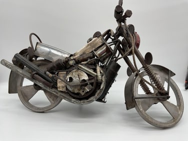 Industrial Found Object Motorcycle Sculpture