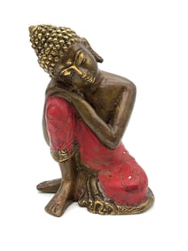 Resting bronze Buddha Statue with Red Robe