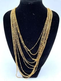 Layered Gold Tone Chain Necklace