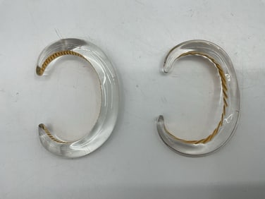 Pair of Sculptural Cuff Bracelets in Silver and Gold Tone