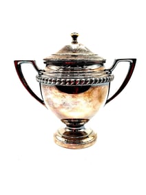 Silver-Plated Lidded Sugar Bowl with Double Handles