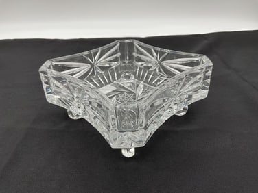 Cut Vintage Crystal Starburst Footed Dish