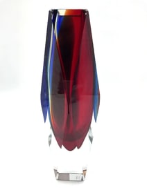 Mandruzzato Murano Sommerso Art Glass Vase