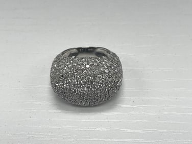 Pave-Set Diamond Dome Ring in White 10 kt Gold