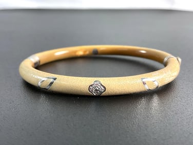 Vintage Nouvelle Bague 18k, Diamond and Enamel Bracelet