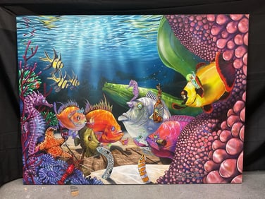 "Anemones Closer" by Steve Diossy (American, b.1975) Mixed Media