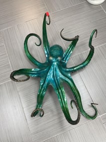 Hand Painted Bronze Octopus sculpture by Chris Barela