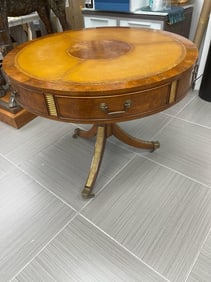 Titchmarsh & Goodwin Leather Top Drum Table