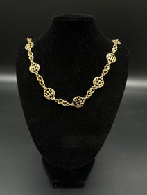 18kt Yellow Gold Openwork Medallion Link Necklace