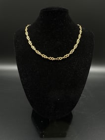 18kt Italian Yellow Gold Geometric Link Chain Necklace