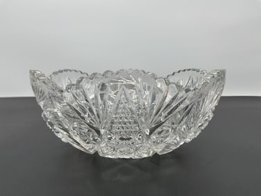 Vintage American Brilliant Period - ABP- Cut Glass Scalloped Bowl - 1880-1925