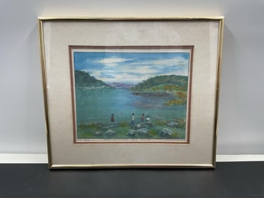 "Niños Pescando" signed Wilfredo Rivera García (Rafael) L.E. 21/100