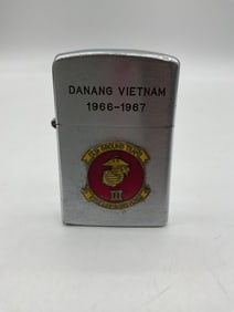 Vietnam War Era Zippo Lighter USMC Danang 1966–1967 Etched and enameled