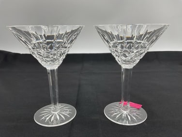 Pair of Waterford-Style Cut Crystal Martini Glasses