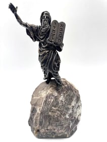 Moses by Israeli-American with Ten Commandments Sculpture by Yaacov Heller