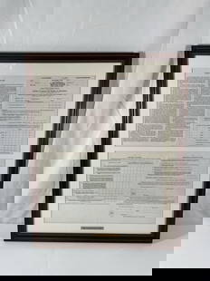 Historical Income Tax Document Display: This is a framed historical document display, featuring income tax legal documents. The documents are professionally matted and enclosed in a glass-front frame with a dark wood border, giving it a for