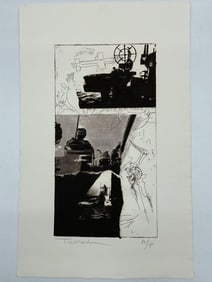 "1973 October War and Machine" by Yigal Tumarkin (Israel, 1933-2015)Etching