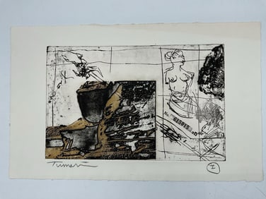 Fragmented Nude and Terrain by Yigal Tumarkin (Israel, 1933-2015) Lithograph
