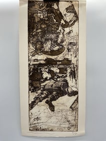 "Abstract Combat Formations" by Yigal Tumarkin (Israel, 1933-2015)etching