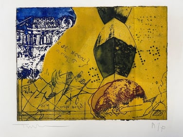 Abstract Assembly with Dome and Fingerprint by Yigal Tumarkin (Israel, 1933-2015) etching