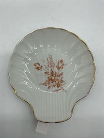 Limoges France Shell-Shaped Porcelain Dish with Gilt Trim