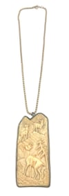 Alexis Bittar Style Carved Lucite Deer Pendant Necklace