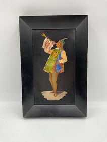 Heraldic Trumpeter Inlay Pietra Dura Mosaic Plaque