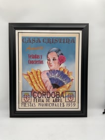 Vintage Casa Cristina Cordoba Feria de Abril offset lithograph