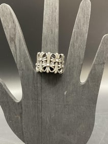 Chrome Hearts Diamond and Sterling Silver Cemetery Ring
